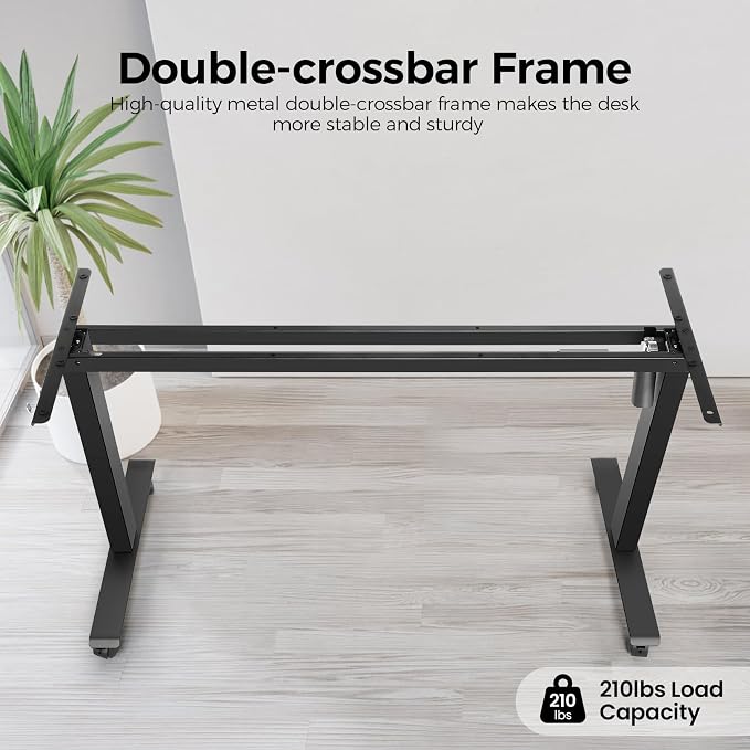 Electric Adjustable Standing Desk with Wheels, 63'' x 24''Sit Stand Desk with Dual Crossbeam Structure and Mouse Pad, 27''-46'' Lifting Range Stand up Desk(Brown)