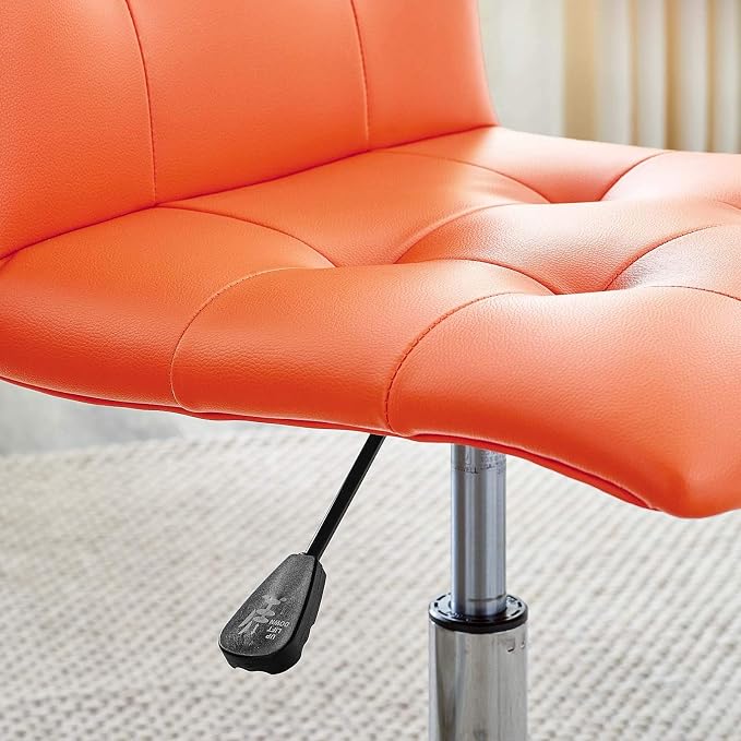 Modway Prim Ribbed Armless Mid Back Swivel Conference Office Chair In Orange