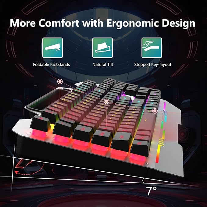 AULA Gaming Keyboard and Mouse,Wired 104-Key Mouse and Keyboard Combo Metal | Full Size Computer Keyboards with Number Pad,New Update Version,RGB Backlit Anti-Ghosting PC Keyboard for Laptop WinXP/7/8/10