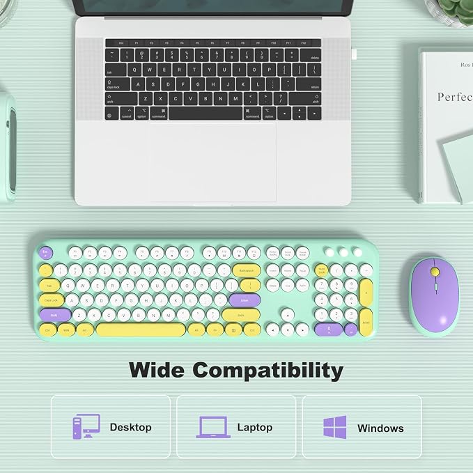Dilter Wireless Keyboard and Mouse Combo, Typewriter Full Size Keyboard with Number Pad and 2 in 1 USB Connected Mouse Plug Play for Windows 7/8/10, Laptop, Desktop, PC, Computer