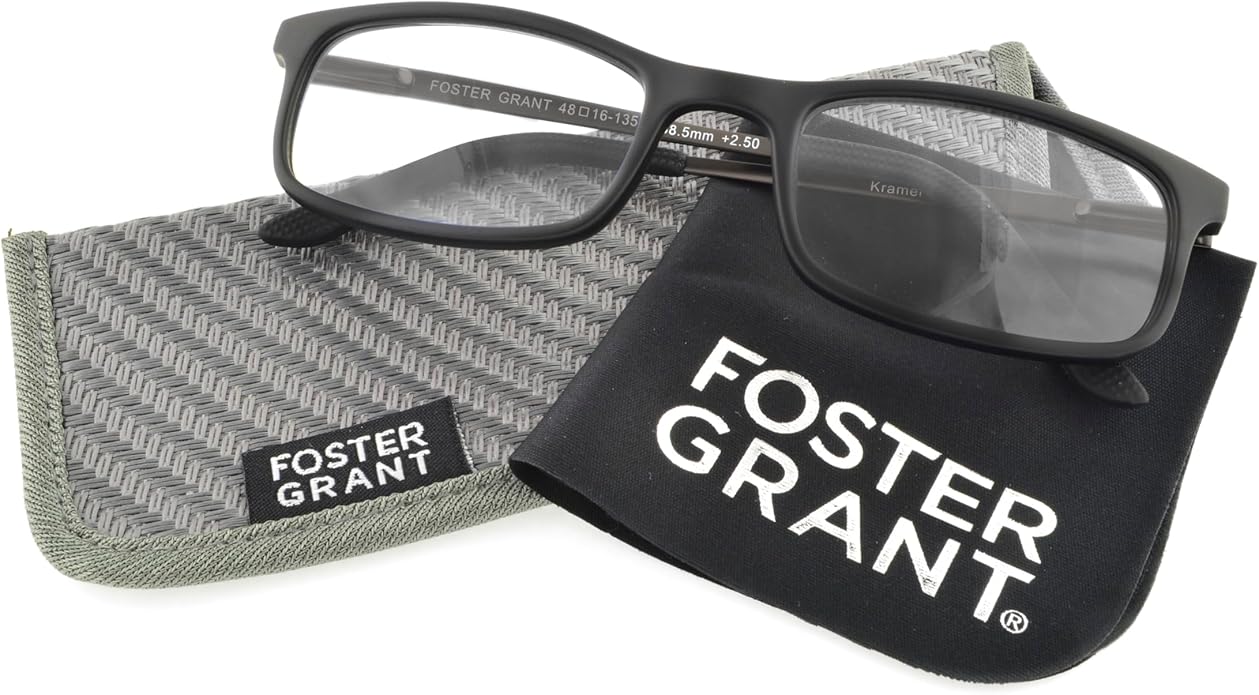 Foster Grant mens Kramer E.readers™ Reading Glasses Rectangular Blue Light Filtering Glasses