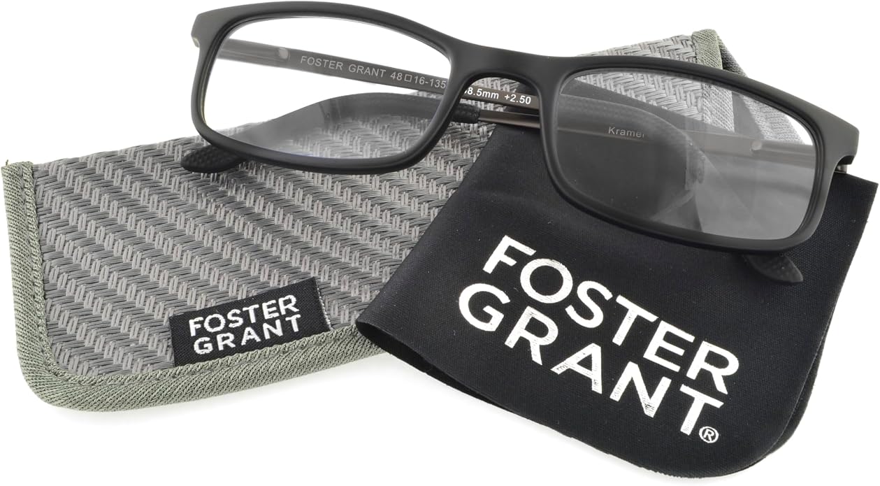 Foster Grant mens Kramer E.readers™ Reading Glasses Rectangular Blue Light Filtering Glasses