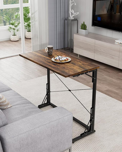 Vantic 31.5" Folding Desk, Foldable TV Tray Table for Eating on Couch, Extra Large TV Dinner Trays, Portable Fold Computer Writing Desk Table for Home Office, Rustic Brown