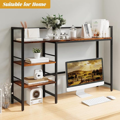 HavenlyYouth Desk Shelf, 45.4 Inch Wood Desk Organizer Shelf for Computer Monitor, Desk Hutch Storage, Desktop Shelf for Top of Desk, 3 Tier Desktop Bookshelf for Home Office Dorm, Rustic