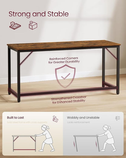 VASAGLE Computer Desk, Steel Frame and Particleboard Gaming Table, 63 x 23.6 x 29.9 Inch, Rustic Brown and Matte Black Small Desk for Bedroom and Home Office, Barnet Collection ULWD121K01