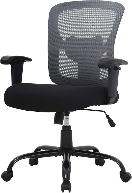 BestOffice Big and Tall Office Chair 500lbs Desk Chair Mesh Computer Chair with Lumbar Support Wide Seat Adjust Arms Rolling Swivel High Back Task Executive Ergonomic Chair for Home Office (Grey)