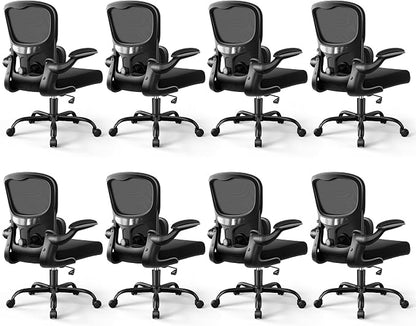 ALLGOD Ergonomic Office Chair, Breathable Mesh Ergonomic Desk Chair with Adjustable Lumbar Support, Flip-up Armrests, Computer Chairs Comfortable for Home, Office, Work, 300lbs, Black (8Pack)
