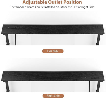 GRLEAF 35" Adjustable Height Narrow Console Table with Power Outlets, Long Sofa Table with Charging Station Behind Couch Table Skinny Entryway Table for Living Room, Hallway and Office – Black