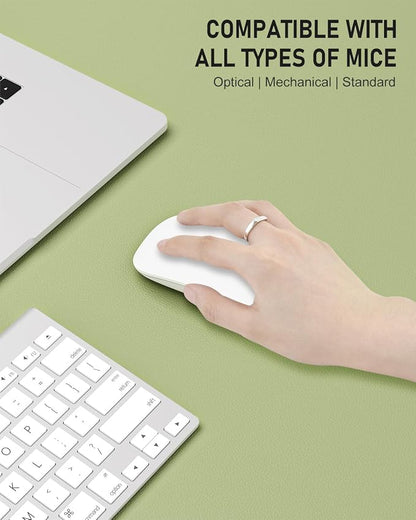 Desk Pad, 35.5" x 17" PU Leather Non-Slip Desk Mat Large Mouse Pad for Desktop, Waterproof Laptop Computer Writing Mat for Office, Home, Work, Gaming, Green