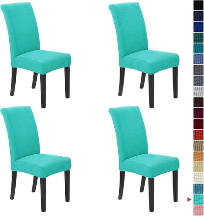 Stretch Chair Covers for Dining Room Set of 4, Removable Washable Dining Room Chair Covers, Dining Chair Slipcovers Seat Protector, Great for Home and Banquet Decoration (Turquoise, 4 Pack)