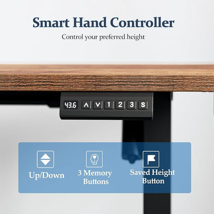 Klicelor L Shaped Standing Desk 63 x 55 Inch, Electric Height Adjustable Corner Desk for Home Office Workstation, Ergonomic Sit Stand Computer Table with Memory Controller, Rustic Brown