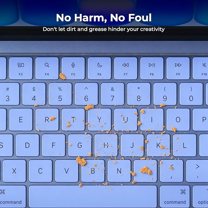 EooCoo Premium Keyboard Cover Skin Protector, Laptop Accessories Compatible with 2026 2025 2024 2023 2022 2021 M5-M1 Pro/Max MacBook Pro 14/16, M5-M2 MacBook Air 13/15, 2026 Mac Neo 13, Indigo Clear