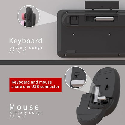 UBOTIE Colorful Wireless Keyboard and Mouse Combos, Retro Typewriter Floating Flexible Full-Sized Keys Computer Keyboard with Optical Mouse, 2.4GHz USB-A Connection for Windows Mac (Black-Colorful)
