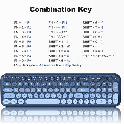 Wireless Keyboard and Mouse Combo, Meidosa 2.4GHz Colorful Full-Size Retro Typewriter Keyboard with Cat Shape 3 Level Adjustable Optical Mouse for PC/Desktop/Laptop/Windows (Azure Blue)