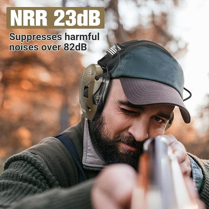 Electronic Shooting Ear Protection w/Gel Pads, 23dB NRR Active Noise Reduction & 3X Amplification Headset for Shooters