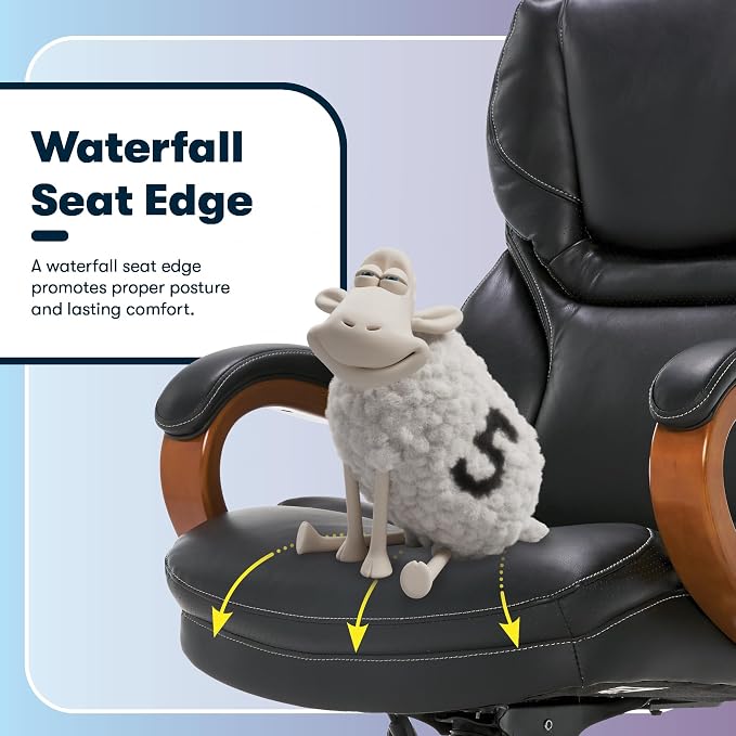 Serta Conway Big and Tall Executive Office Chair - Ergonomic Lumbar Support, Bonded Leather, Padded Armrests, High Back Computer Desk Chair, Black