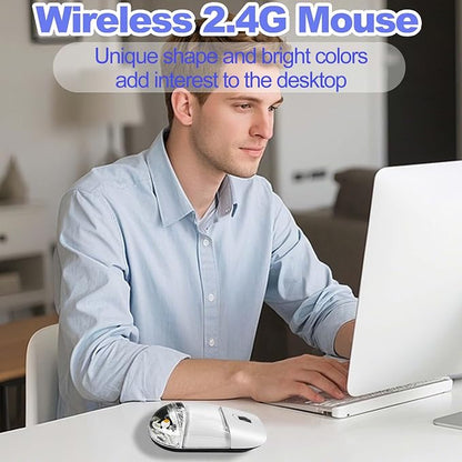 Wireless Mouse Cute Clear Water Silent Lightweight Portable Aqua Transparent Liquid Optical Retro Cordless Mice with USB Receiver Floater Penguin for PC Laptop Computer MacBook Kids Girl Gift (White)