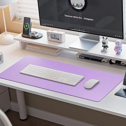 Boutilon Leather Desk Pad Protector,Non-Slip Mouse Pad,Laptop Desk Pad,Office Mouse Mat,Waterproof Leather Desk Blotter,Desk Writing Pad for Office and Home (XL-Purple,35.4"x 15.7")