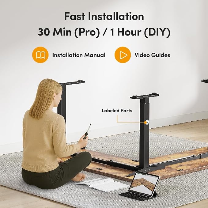 Cubiker 75 * 63" L Shaped Standing Desk, Reversible Corner Standing Desk, Suitable for Home Office, Rustic Brown