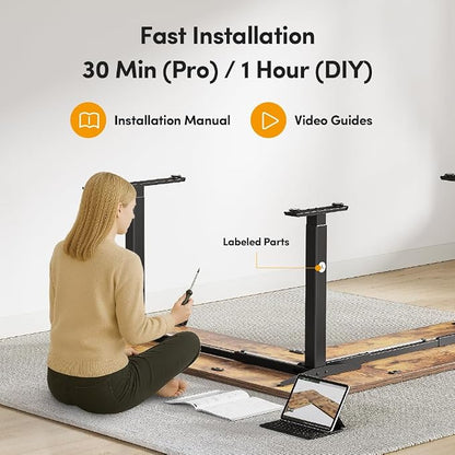 Cubiker 75 * 63" L Shaped Standing Desk, Reversible Corner Standing Desk, Suitable for Home Office, Rustic Brown
