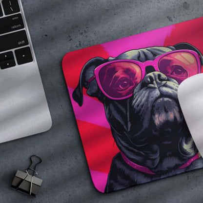 Pink Mousepad Glamour Dog Bullmastiff Mouse Pad for Home Office Gaming Working Desk Computer Desktop Accessories Non-Slip Rubber Mousepad for Dog Lovers