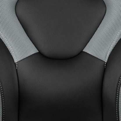 Flash Furniture X10 High-Back LeatherSoft Racing Style Gaming Chair with Flip-Up Arms, Ergonomic Padded Swivel Computer Chair, Gray/Black