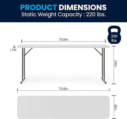 Flash Furniture Kathryn 5 Pack 6-Foot Rectangle Granite White Plastic Folding Training/Seminar Table