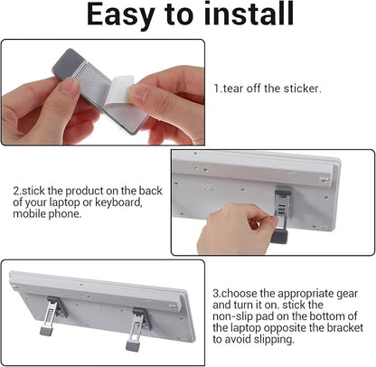 2PCS Keyboard Riser Portable Stand for Desk, Mini Foldable Laptop Feet Laptop Stand with Anti-Slip Pads Three Tilt Keyboard Angle Riser for Most Keyboards Office Accessories (Silver)