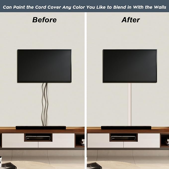 62.8in Cable Cover Wall, Beige Wire Cover for Wall, Paintable Cord Cover Wall Kit, Cord Hiders for TV on Wall, Hide Cords Wall Mounted TV - Cord Concealer Cable Channel 4xL15.7in W0.98in H0.5in