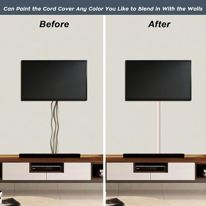 TV Cable Hider - 62.8in PVC Cord Hider Cable Management Wall, Paintable Cable Concealer for Wall Mounted TV, Cable Raceway Beige Wire Hider, Wall Wire Covers for Cords, 4* L15.7in *W1.2in *H0.59in