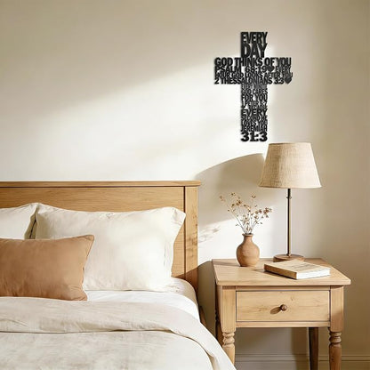 Christian Wall Art Christian Gifts For Women Men Black Metal Cross Wall Decor For Living Room,Bedroom,Bathroom,Office,Church,Farmhouse Crucifix Vintage Rustic Home Decor Inspirational Religious Gifts