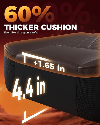 GTPLAYER Big and Tall Gaming Chair with Footrest, Ergonomic Office Desk Chair with 4.4in Thick Cushion and Wide Wingless Seat, Comfortable Leather Computer Chair, Predator Series, Black with Trim
