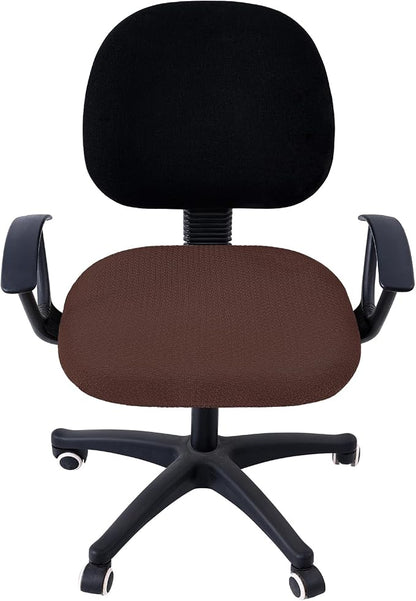 Smiry Stretch Jacquard Office Computer Chair Seat Covers, Removable Washable Anti-dust Desk Chair Seat Cushion Protectors - Light Chocolate