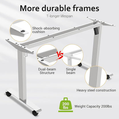farexon Electric Standing Desk Adjustable Height, 71 x 28 Inch Sit Stand up Desk with Large Mouse Pad, Double Metal Hook,4 Wheels,4 Memory Preset Heights Home Office Computer Desk,Oak Grey