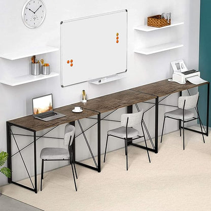 Garden Elements Modern Small Folding Computer Desk, Portable, Space-Saving Home Office Desk with Sturdy Metal Frame, Brown, 39"