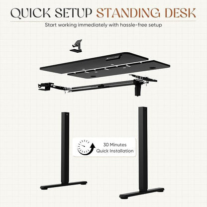 Furmax Electric Standing Desk, 40 x 24 Inches Height Adjustable Sit Stand up Desk, Memory Preset Computer Home Office Desks with Sturdy Metal Frame, Phone Stand Cable Management Hole (Black, 40'')