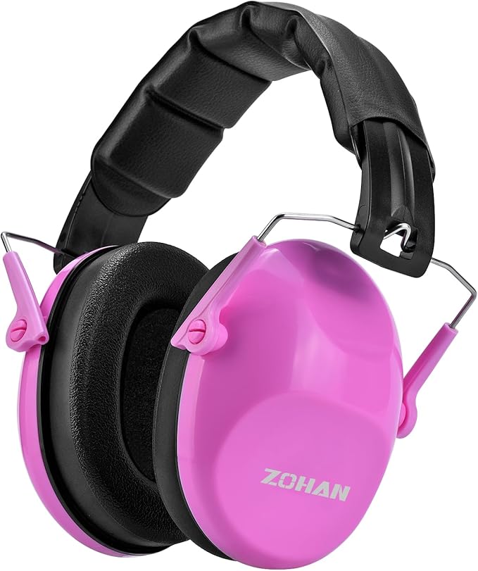ZOHAN 032 Kids Noise Cancelling Headphones - 25dB NRR Kids Ear Protection, Hearing Protection Safety Ear Muffs for School Monster Truck Fireworks Traveling Studying Concerts Autism - Hot Pink
