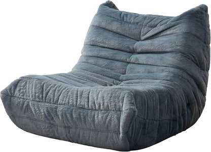 Hobestluk Small Bean Bag Chair Faux Fur Fabric BeanBag Couch for Playroom | Bluegrey Plush,Ergonomic Design,Memory Foam,Strong Supportive,No Assembly Required,Decorative Style for Living Room Bedroom