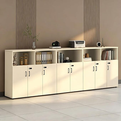 File Cabinet with Password Lock, Wood Lateral Filing Cabinet for Letter/A4 Files, 3 Drawer with Door, Printer Stand with Open Shelves for Home Office