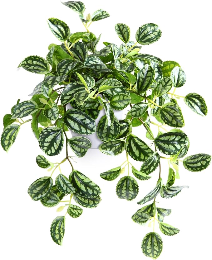 SOGUYI Fake Plants,15 Inch Artificial Plants for Indoor Outdoor Decor,Realistic Faux Hanging Plants in Pot for Home Office,1 Pack