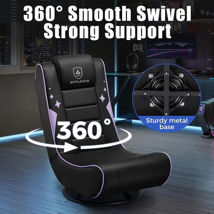GTPLAYER Floor Gaming Chair Foldable Swivel Floor Chairs for Kids Boys Comfy Video Game Seat with 360° Multipurpose for Gamers, Bedroom or Game Room (Purple)