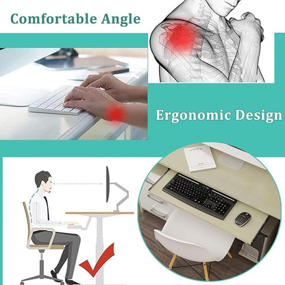 Under Desk Keyboard Tray Slide Out Height Adjustable 21/24/27x 10 Inch Pull Out Platform Computer Drawer Suitable for Office(D,60x27cm)