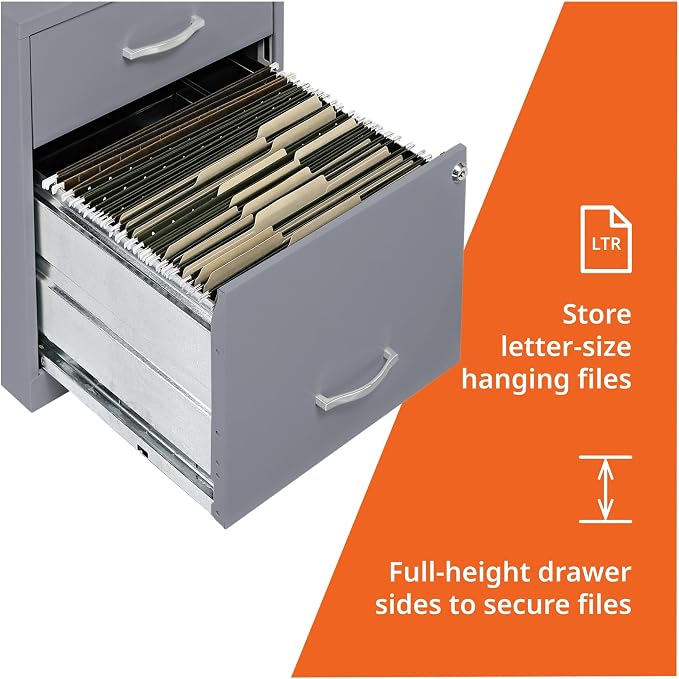 NuSparc 2 Drawer Locking Filing Cabinet | Pre-Assembled Steel Construction | Space-Saving Design is Perfect for Home and Small Office | Letter-Size | Assembled in North America