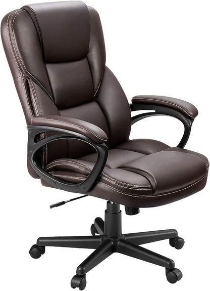 Furmax Office Executive Chair High Back Adjustable Managerial Home Desk Chair, Swivel Computer PU Leather Chair with Lumbar Support (Brown)