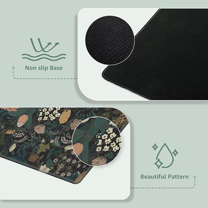 iCasso Desk Mat, XXL Large Mouse Pad for Desktop, Cute Pad With Stitched Edges, Anti-Slip Big Mousepad, Keyboard Mat for Computer, Work, Gaming (Weeds)