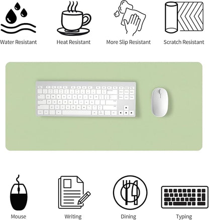 Bloss Leather Desk Pad and Keyboard Wrist Rest, Large Mouse Pad + Keyboard and Mouse Wrist Support, Non-Slip Desk Mat Protector for Office, Home(27.6" x 13.8", Green)