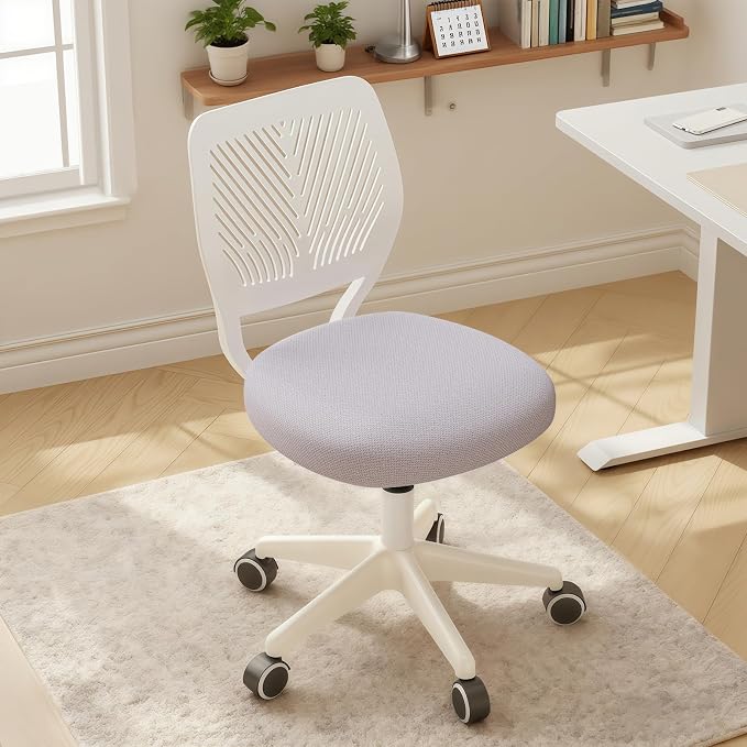 Armless Desk Chair Swivel Office Rolling Chair with Soft Padded Cushion, Height Adjustable Small Task Chair, Ergonomic Study Computer Chair for Kids Girls Boys Teens (Gray, 4PCS)