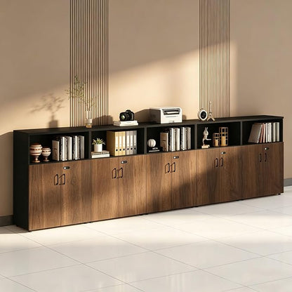 File Cabinet with Password Lock, Wood Lateral Filing Cabinet for Letter/A4 Files, 3 Drawer with Door, Printer Stand with Open Shelves for Home Office