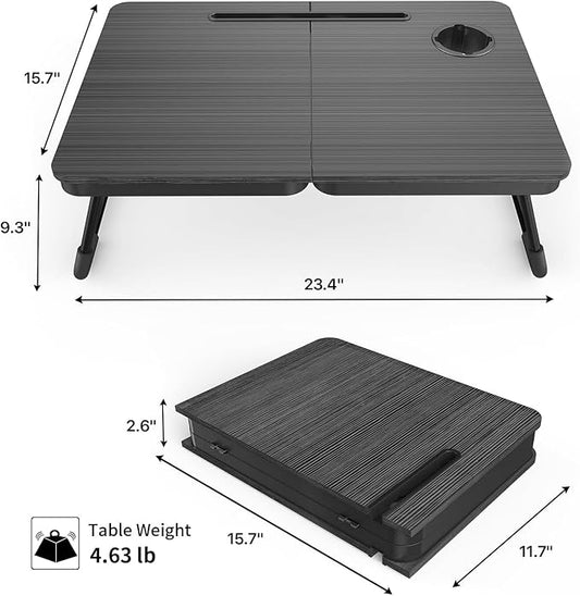 BUYIFY Foldable Laptop Bed Desk for Couch, Sofa - Large Lap Desk Tray Table with Cup Holder and Tablet Slot - Portable Notebook Stand for Eating, Writing, Studying and WFH -NEW-006-USA Original Patent