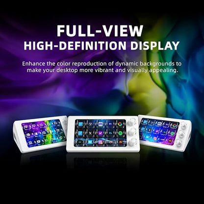 Stream Controller Deck for PC Work and Live Streamers,Macro Pad for Video and Image Editing,World's First-Ever Transparent Magnetic Stream Dock(White)